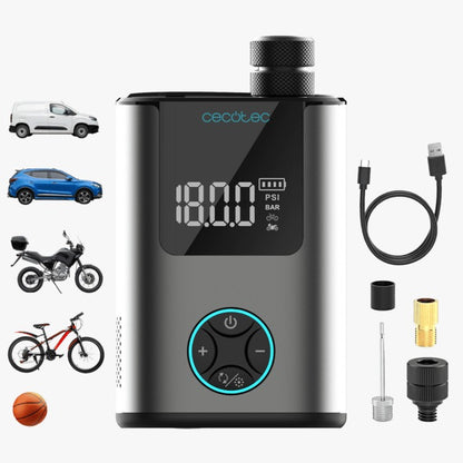 Mini Air max Inflador eléctrico compacto para bicicleta, moto, coche, patinetes y balones.